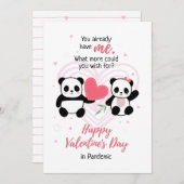 Cartes Pour Fêtes Annuelles Pandemic Funny Valentine's Day Panda (Devant / Derrière)