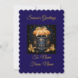 Cartes Pour Fêtes Annuelles Panettone personnalisé bleu marine et or vintage