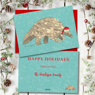 Cartes Pour Fêtes Annuelles Pangolin Cute Xmas Espèces en voie de disparition