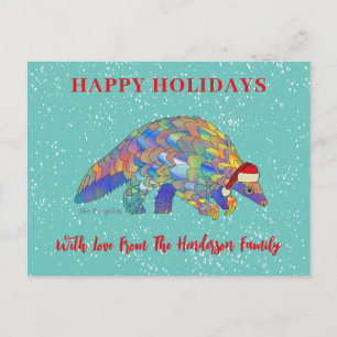 Cartes Pour Fêtes Annuelles Pangolin de Noël Cute Espèces en voie de dispariti