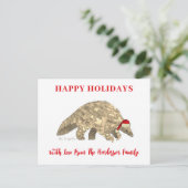 Cartes Pour Fêtes Annuelles Pangoline de Noël personnalisée (Debout devant)