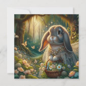 Cartes Pour Fêtes Annuelles Panier à fleurs de lapin élégant Pâques (Devant)