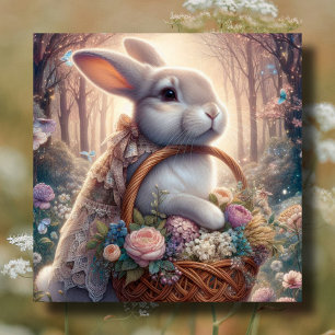Cartes Pour Fêtes Annuelles Panier à fleurs de lapin en gros
