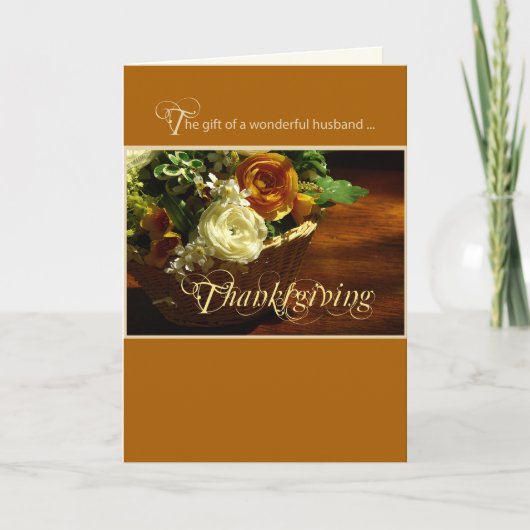 Cartes Pour Fêtes Annuelles Panier à fleurs de Thanksgiving (Devant)