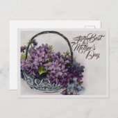 Cartes Pour Fêtes Annuelles Panier à fleurs vintage - Fête des mères (Devant / Derrière)