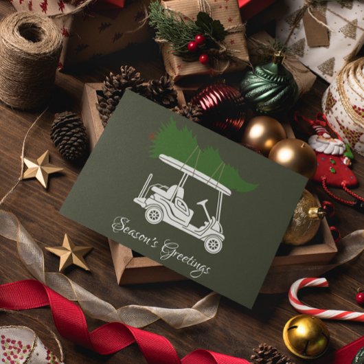Cartes Pour Fêtes Annuelles Panier de golf avec sapin de Noël ・ Vert foncé Min
