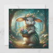 Cartes Pour Fêtes Annuelles Panier De Lapin De Fleurs Whimsical Pâques (Devant)