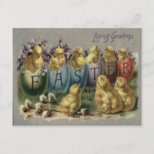 Cartes Pour Fêtes Annuelles Panier de lapin de Pâques Oeuf coloré Champ de fle