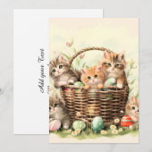 Cartes Pour Fêtes Annuelles Panier de Pâques de chaton de printemps (Devant / Derrière)