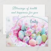 Cartes Pour Fêtes Annuelles Panier de Pâques doux et joli Pastel (Devant / Derrière)