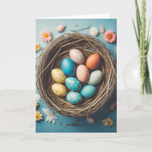 Cartes Pour Fêtes Annuelles Panier De Pâques Vibrant Avec Oeufs Décoratifs
