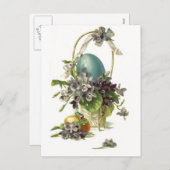 Cartes Pour Fêtes Annuelles Panier de Pâques vintage (Devant / Derrière)