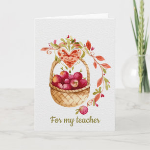 Cartes Pour Fêtes Annuelles Panier de pommes Enseignants Merci