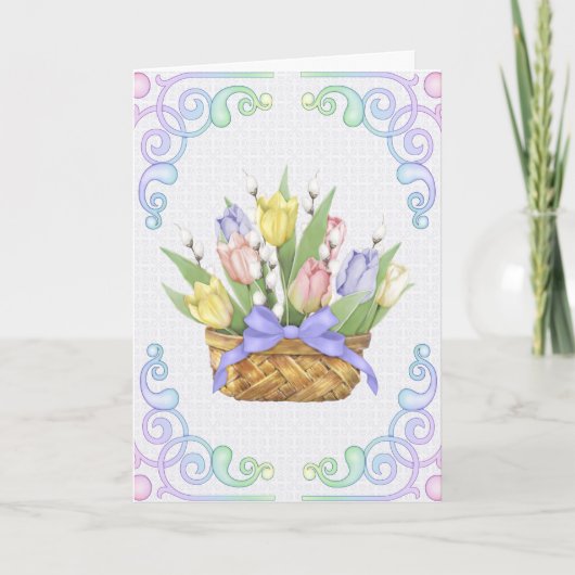 Cartes Pour Fêtes Annuelles Panier de tulipe de ressort (Devant)