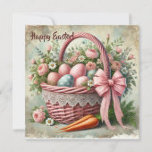 Cartes Pour Fêtes Annuelles Panier en dentelle rustique rétro avec oeufs paste (Devant)