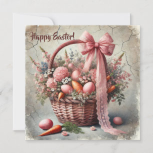 Cartes Pour Fêtes Annuelles Panier en dentelle rustique vintage avec oeufs pas