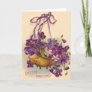 Cartes Pour Fêtes Annuelles Panier pourpre de fleur