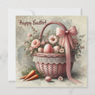 Cartes Pour Fêtes Annuelles Panier rustique vintage avec des œufs et des carot