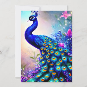 Cartes Pour Fêtes Annuelles Paon de fantaisie magnifique