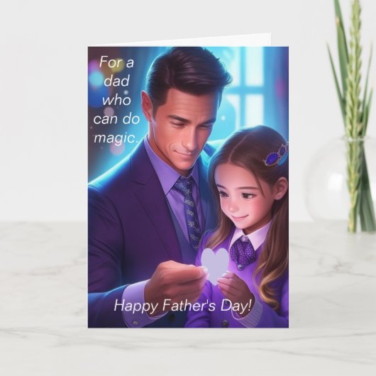 Cartes Pour Fêtes Annuelles Papa et fille font la magie (Devant)