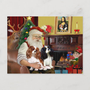 Cartes Pour Fêtes Annuelles Papa Noël à la maison avec ses deux Cavaliers King