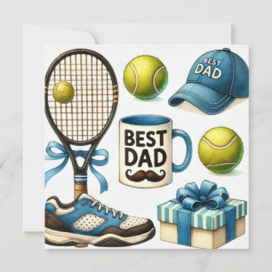 Cartes Pour Fêtes Annuelles Papa Tennis Fête des Pères avec Raquette et Balle