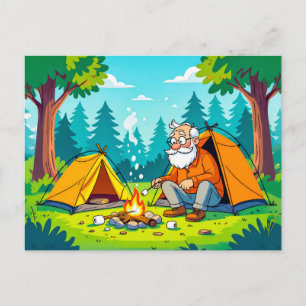 Cartes Pour Fêtes Annuelles Papé camping et grillant dans la nature
