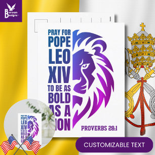 Cartes Pour Fêtes Annuelles PAPE LEO XIV Prière Gras Lion chrétien