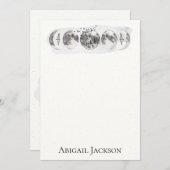 Cartes Pour Fêtes Annuelles Papeterie d'oiseaux de lune de forêt d'aquarelle (Devant / Derrière)