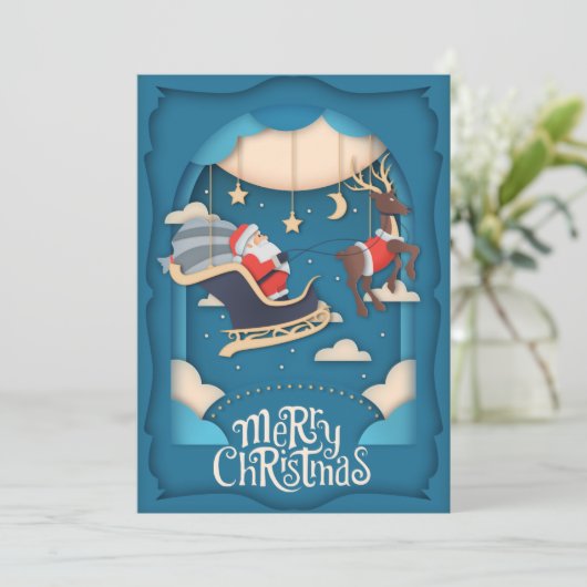 Cartes Pour Fêtes Annuelles Papier à feuille père Noël coupé (Debout devant)