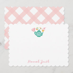 Cartes Pour Fêtes Annuelles Papier à lettres Preppy Pink Tea Set