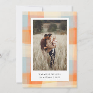 Cartes Pour Fêtes Annuelles Papier aquarelle carreaux Orange Crème Bleu clai