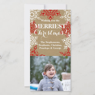 Cartes Pour Fêtes Annuelles Papier d'artisanat de Noël Red White Snowflakes