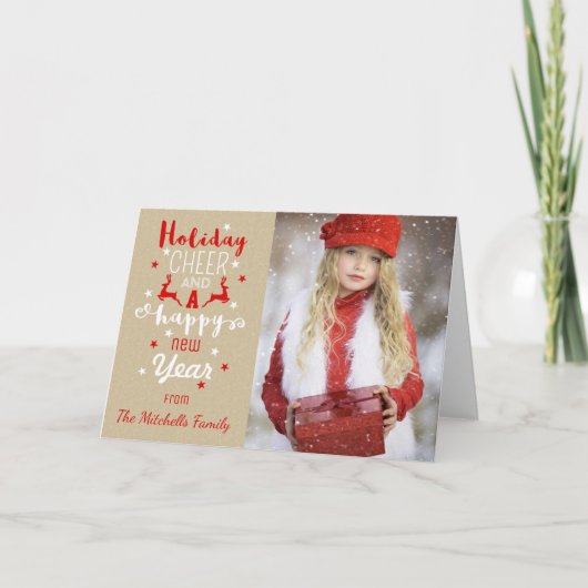 Cartes Pour Fêtes Annuelles Papier de Noël russe Typographie rouge blanche (Devant)