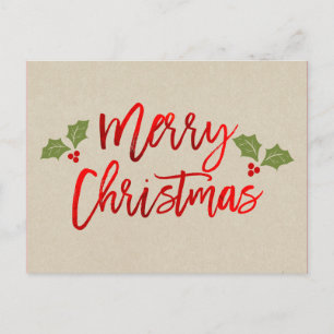 Cartes Pour Fêtes Annuelles Papier Kraft de Fête écriture moderne rouge métall