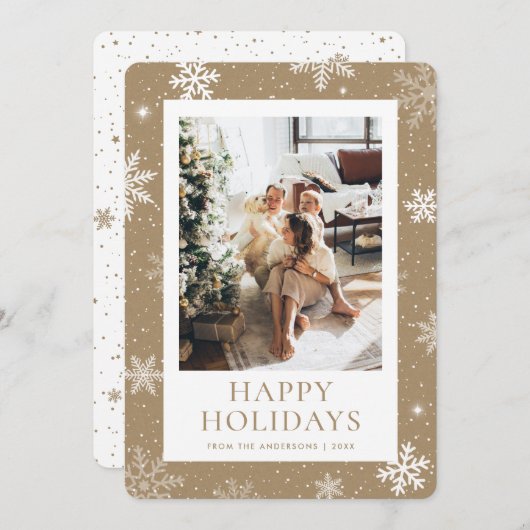 Cartes Pour Fêtes Annuelles Papier Kraft Joyeuses fêtes Snowflake Photo Neige (Devant / Derrière)