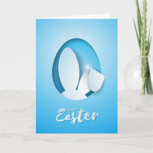 Cartes Pour Fêtes Annuelles Papier moderne coupé Oreille de Pâques, bleu