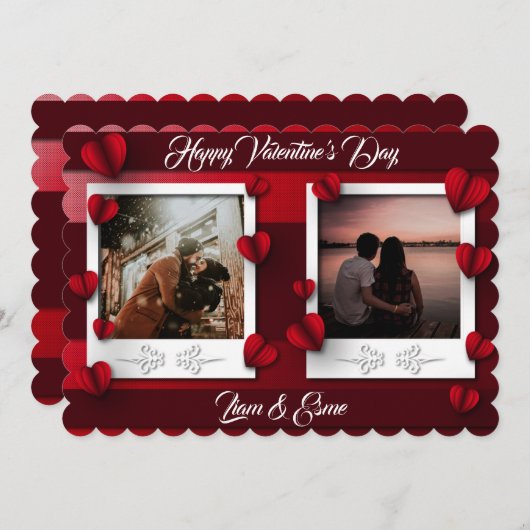 Cartes Pour Fêtes Annuelles Papier photo personnalisé Coeurs Saint-Valentin (Devant / Derrière)