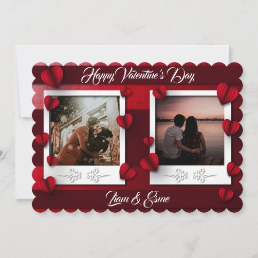 Cartes Pour Fêtes Annuelles Papier photo personnalisé Coeurs Saint-Valentin (Devant)