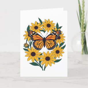 Cartes Pour Fêtes Annuelles Papillon Checkerspot Et Fleurs De Faisée Aux Yeux 
