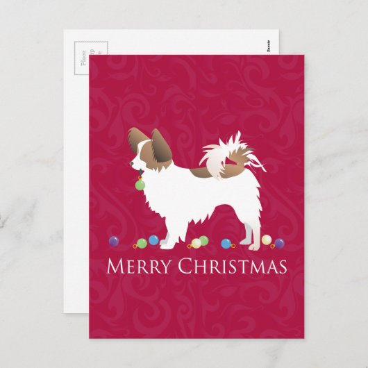 Cartes Pour Fêtes Annuelles Papillon Chien Joyeux Noël Design (Devant / Derrière)