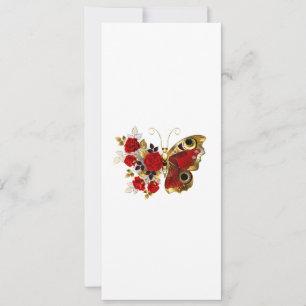 Cartes Pour Fêtes Annuelles Papillon de fleurs rouges aux roses rouges