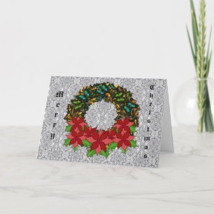 Cartes Pour Fêtes Annuelles Papillon de Noël Poinsettia Wreath GreetingCard