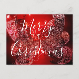 Cartes Pour Fêtes Annuelles Papillon de Noël rouge et blanc