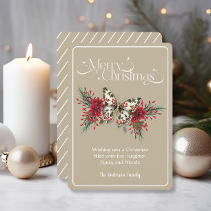 Cartes Pour Fêtes Annuelles Papillon de Noël Vintage Poinsettia