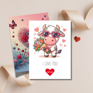 Cartes Pour Fêtes Annuelles Papillon I Love You Happy Cow Valentine's Day