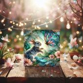 Cartes Pour Fêtes Annuelles Papillon lapin en verre rose vert Pâques