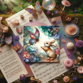 Cartes Pour Fêtes Annuelles Papillon lapin en verre violet doré Pâques