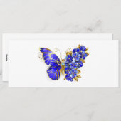 Cartes Pour Fêtes Annuelles Papillon saphir à fleurs (Devant / Derrière)