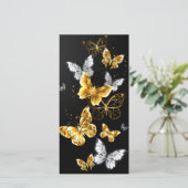 Cartes Pour Fêtes Annuelles Papillons blancs et dorés (Debout devant)